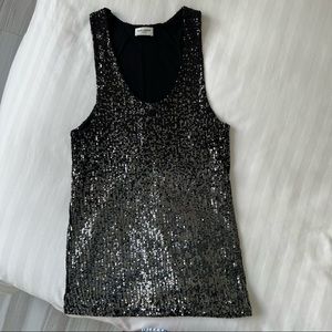 YSL black and silver sequin top - size XS